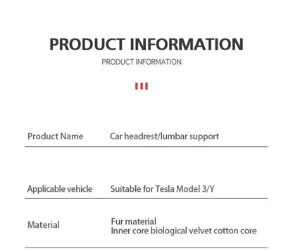 MiniRevs Flocking Neck & Lumbar Support Pillow Set for Tesla Model 3/Y