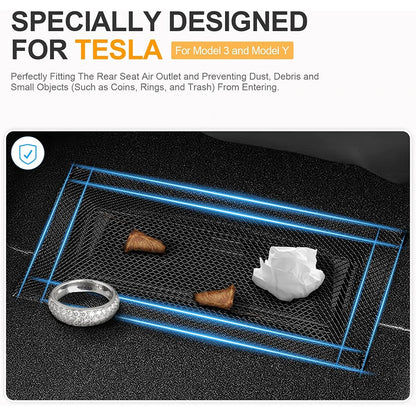 MiniRevs Under-Seat Air Vent Mesh Cover for Tesla Model 3/YL/Y Juniper Highland 2017-2026 (Pair)