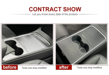 MiniRevs Real Carbon Fiber Center Console Trim Cover for Tesla Model 3/Y 2021-2023