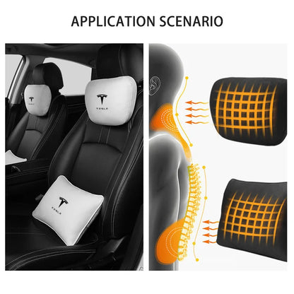 MiniRevs Suede Headrest & Lumbar Pillow Set for Tesla Model Y/3/S