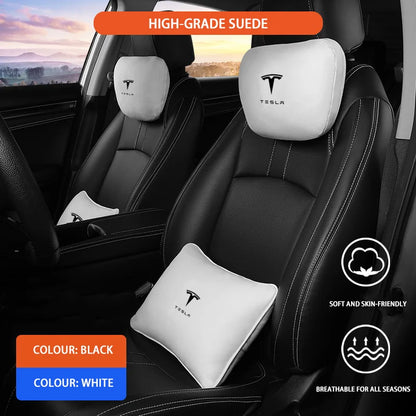 MiniRevs Suede Headrest & Lumbar Pillow Set for Tesla Model Y/3/S