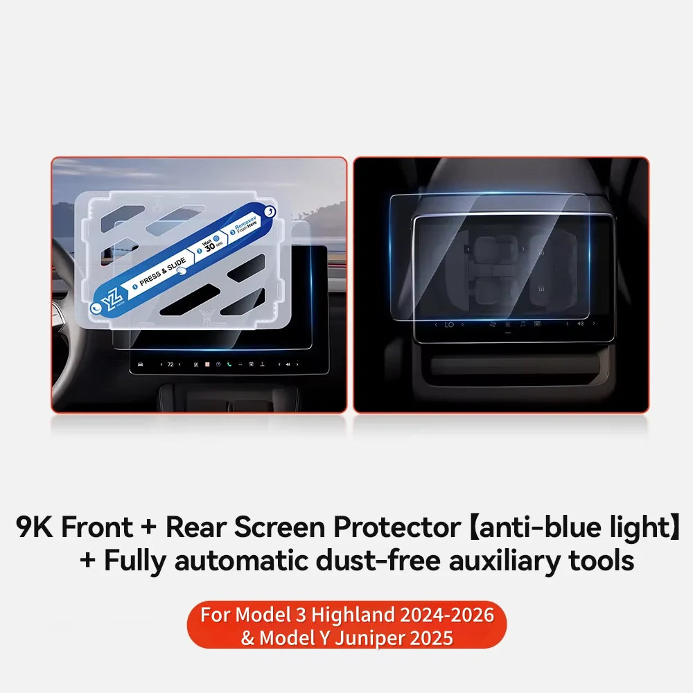 MiniRevs Tempered Glass Screen Protector for Tesla Model 3/Y/YL Highland Juniper 2025-2026 Rear Screen