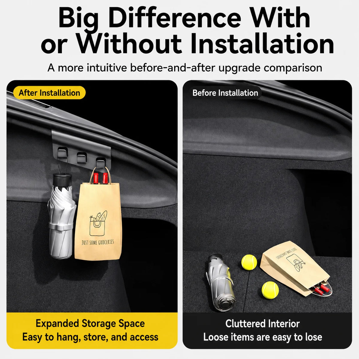 MiniRevs Rear Trunk Hook for Tesla Model YL/Y Juniper 2025+ | Bag & Umbrella Holder
