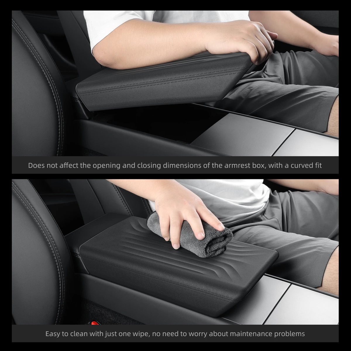 MiniRevs Leather Center Console Armrest Cover for Tesla Model 3/Y/YL Highland Juniper 2021-2026