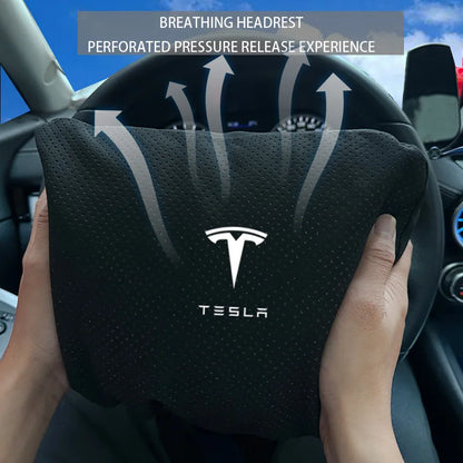 MiniRevs Suede Headrest & Lumbar Pillow Set for Tesla Model Y/3/S