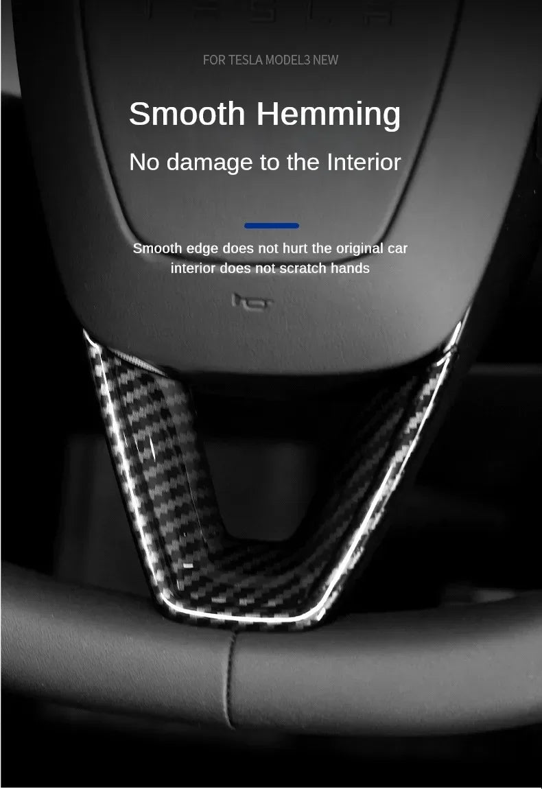 MiniRevs Carbon Fiber ABS Steering Wheel U-Shape Trim for Tesla Model 3/Y/YL Highland Juniper 2024-2026