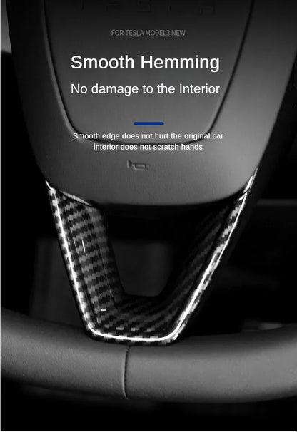 MiniRevs Carbon Fiber ABS Steering Wheel U-Shape Trim for Tesla Model 3/Y/YL Highland Juniper 2024-2026