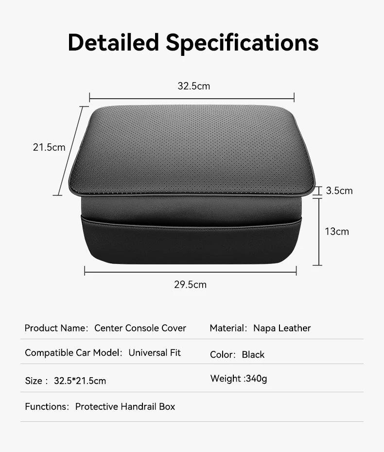 MiniRevs Leather Center Console Armrest Cover for Tesla Model 3/Y/YL Highland Juniper 2021-2026
