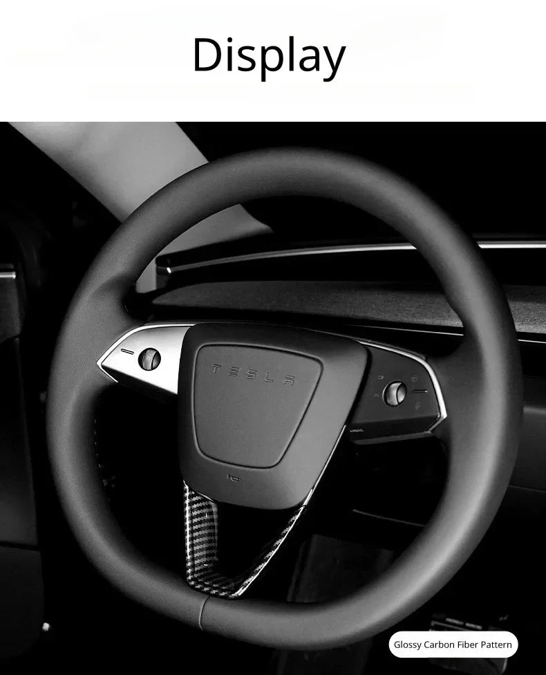MiniRevs Carbon Fiber ABS Steering Wheel U-Shape Trim for Tesla Model 3/Y/YL Highland Juniper 2024-2026