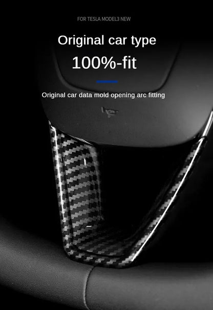 MiniRevs Carbon Fiber ABS Steering Wheel U-Shape Trim for Tesla Model 3/Y/YL Highland Juniper 2024-2026