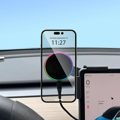 MiniRevs 25W Magnetic Wireless Charger Phone Mount for Tesla Model Y/3 Juniper 2026 | Qi2.2 MagSafe