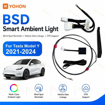 MiniRevs Smart RGB Ambient Light Bar for Tesla | Blind Spot & Speed Alert System