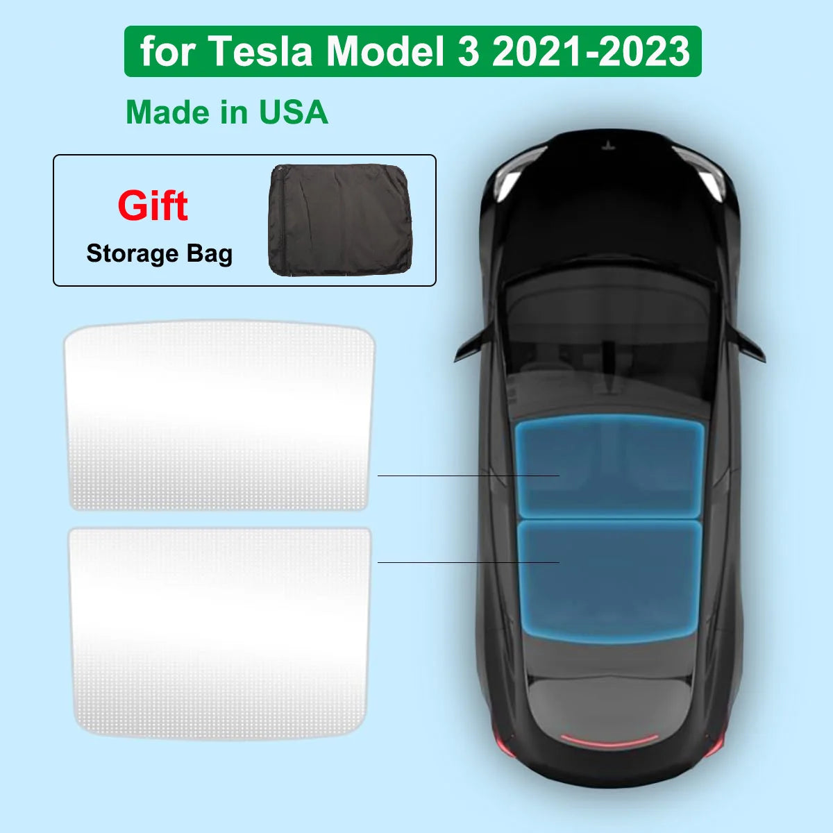 MiniRevs Nano Silver Glass Roof Sunshade for Tesla Model 3/X/Y/YL Highland Juniper 2020-2026