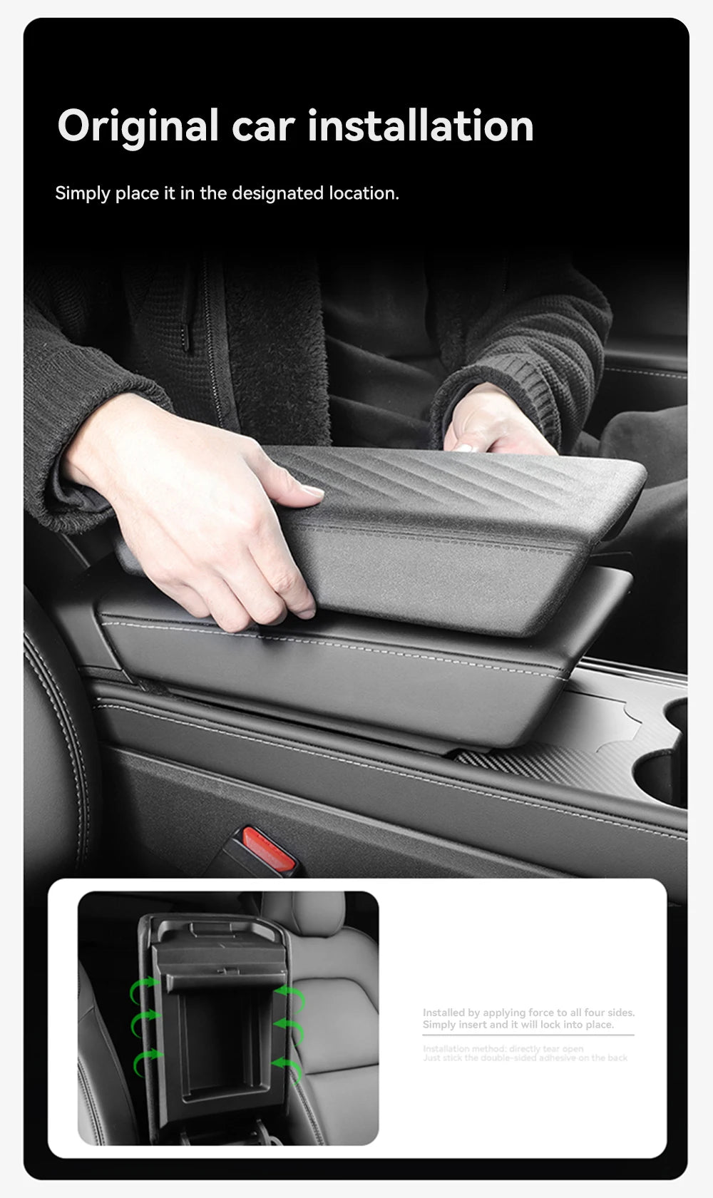 MiniRevs Leather Center Console Armrest Cover for Tesla Model 3/Y/YL Highland Juniper 2021-2026