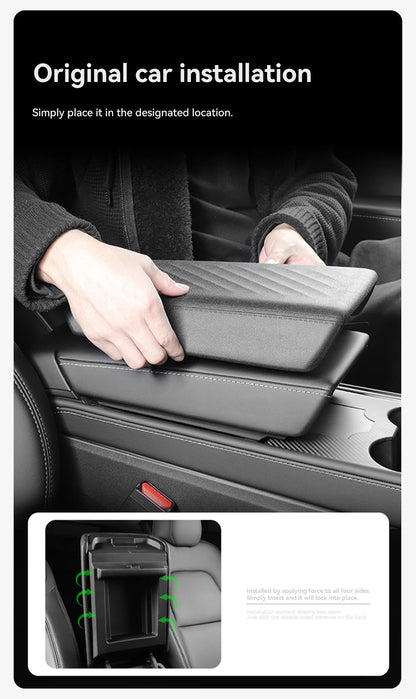 MiniRevs Leather Center Console Armrest Cover for Tesla Model 3/Y/YL Highland Juniper 2021-2026