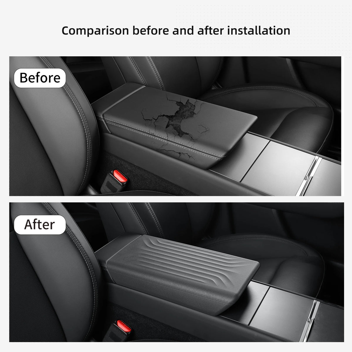 MiniRevs Leather Center Console Armrest Cover for Tesla Model 3/Y/YL Highland Juniper 2021-2026