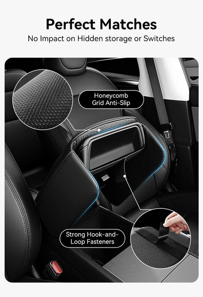 MiniRevs Leather Center Console Armrest Cover for Tesla Model 3/Y/YL Highland Juniper 2021-2026