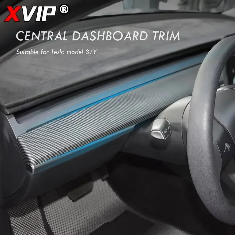 MiniRevs Carbon Fiber Dashboard & Door Trim Kit for Tesla Model 3/Y 2021-2023 | Glossy/Matte Black