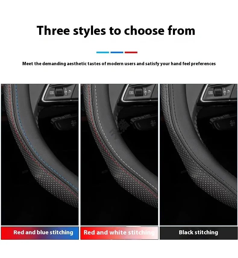 MiniRevs Suede Leather Sports Steering Wheel Cover for Tesla Model 3/Y/S/X/Roadster