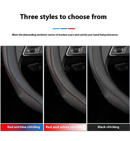 MiniRevs Suede Leather Sports Steering Wheel Cover for Tesla Model 3/Y/S/X/Roadster