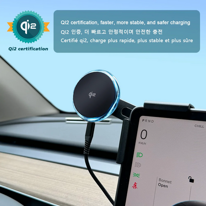 MiniRevs 25W Magnetic Wireless Charger Phone Mount for Tesla Model Y/3 Juniper 2026 | Qi2.2 MagSafe