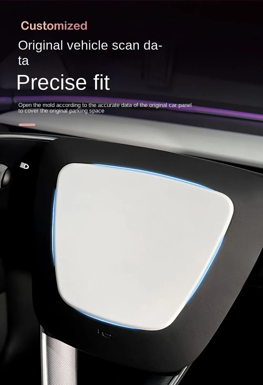 MiniRevs Matte White ABS Steering Wheel Trim Cover for Tesla Model Y Juniper 2025-2026 / Model 3 Highland 2024-2026