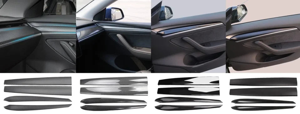MiniRevs Carbon Fiber Dashboard & Door Trim Kit for Tesla Model 3/Y 2021-2023 | Glossy/Matte Black