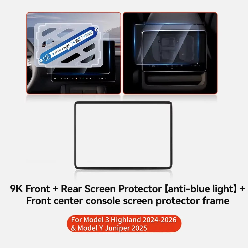 MiniRevs Tempered Glass Screen Protector for Tesla Model 3/Y/YL Highland Juniper 2025-2026 Rear Screen
