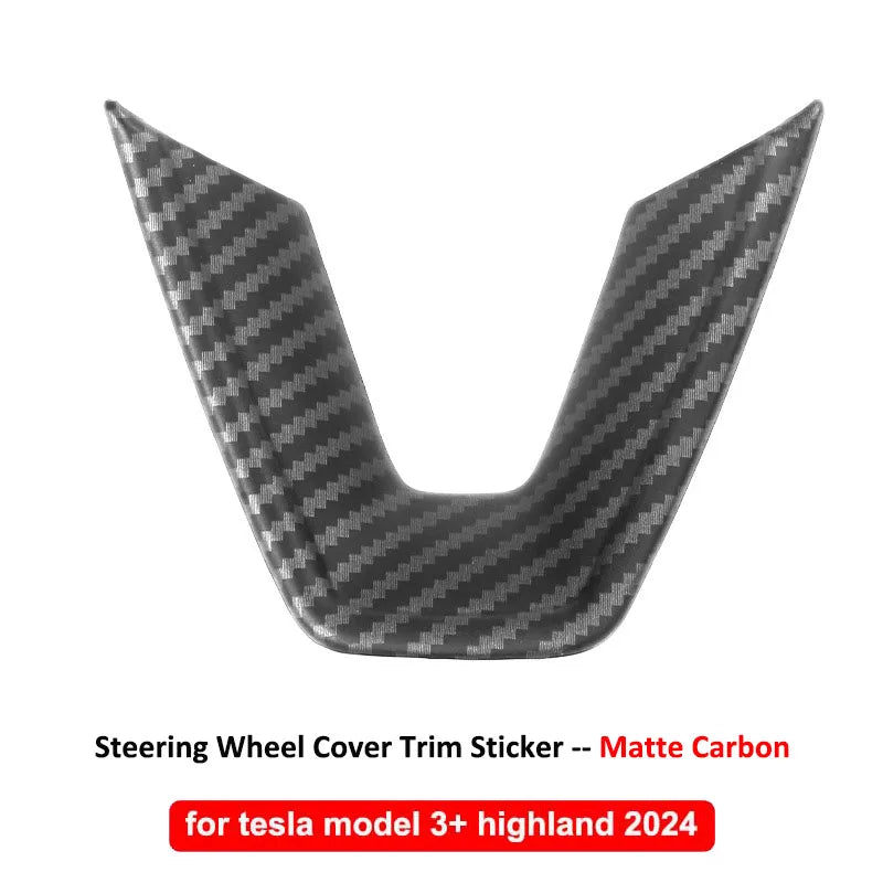 MiniRevs Carbon Fiber ABS Steering Wheel U-Shape Trim for Tesla Model 3/Y/YL Highland Juniper 2024-2026