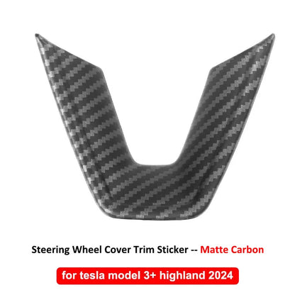 MiniRevs Carbon Fiber ABS Steering Wheel U-Shape Trim for Tesla Model 3/Y/YL Highland Juniper 2024-2026