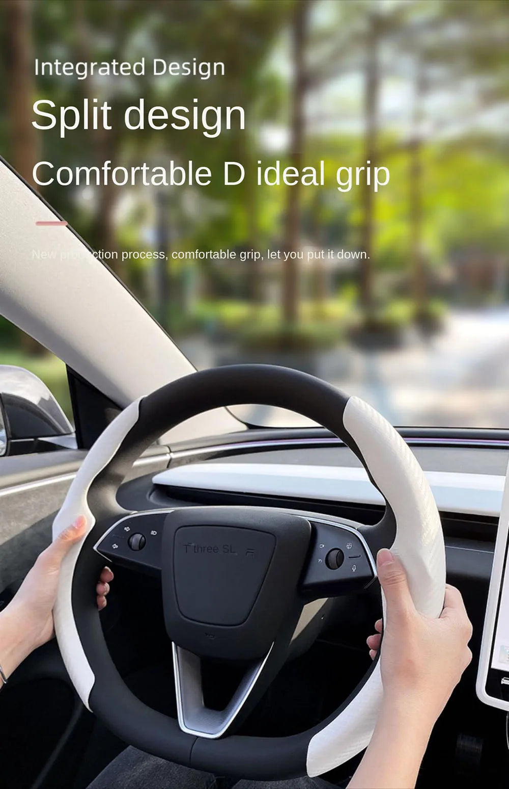 MiniRevs Matte White ABS Steering Wheel Trim Cover for Tesla Model Y Juniper 2025-2026 / Model 3 Highland 2024-2026