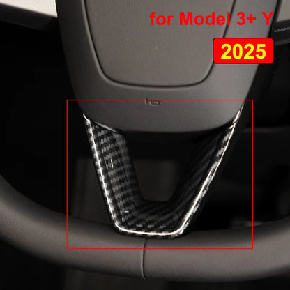 MiniRevs Carbon Fiber ABS Steering Wheel U-Shape Trim for Tesla Model 3/Y/YL Highland Juniper 2024-2026