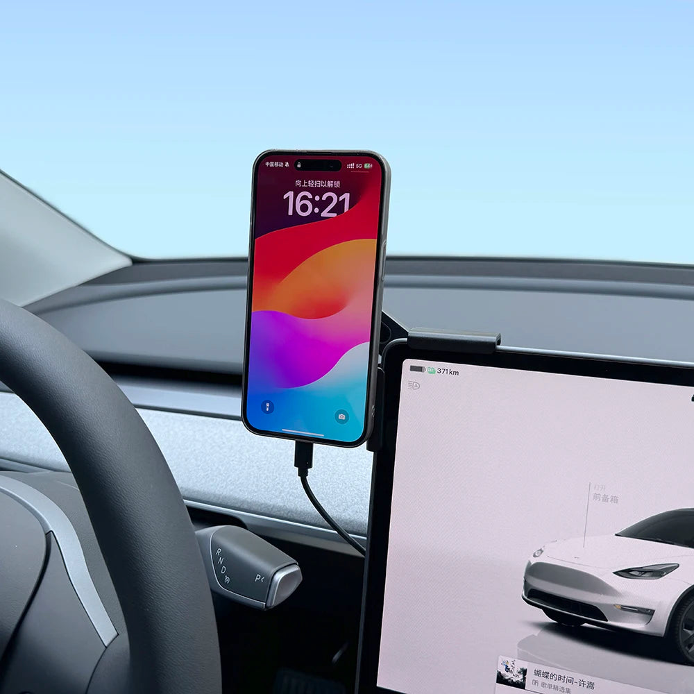 MiniRevs 25W Magnetic Wireless Charger Phone Mount for Tesla Model Y/3 Juniper 2026 | Qi2.2 MagSafe