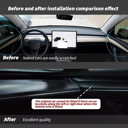 MiniRevs Carbon Fiber Dashboard & Door Trim Kit for Tesla Model 3/Y 2021-2023 | Glossy/Matte Black