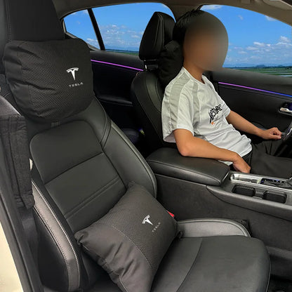 MiniRevs Suede Headrest & Lumbar Pillow Set for Tesla Model Y/3/S