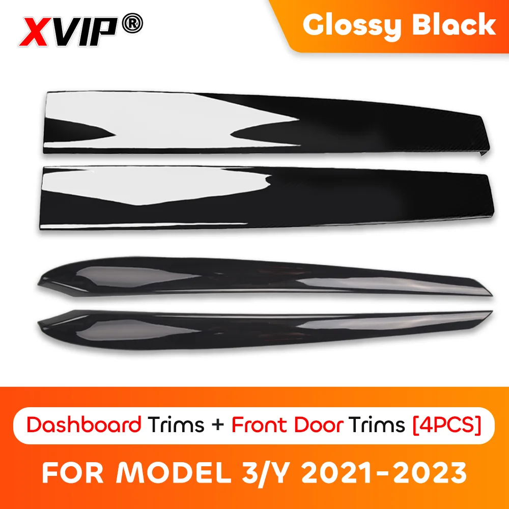 MiniRevs Carbon Fiber Dashboard & Door Trim Kit for Tesla Model 3/Y 2021-2023 | Glossy/Matte Black