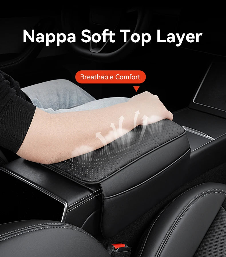 MiniRevs Leather Center Console Armrest Cover for Tesla Model 3/Y/YL Highland Juniper 2021-2026