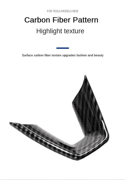 MiniRevs Carbon Fiber ABS Steering Wheel U-Shape Trim for Tesla Model 3/Y/YL Highland Juniper 2024-2026
