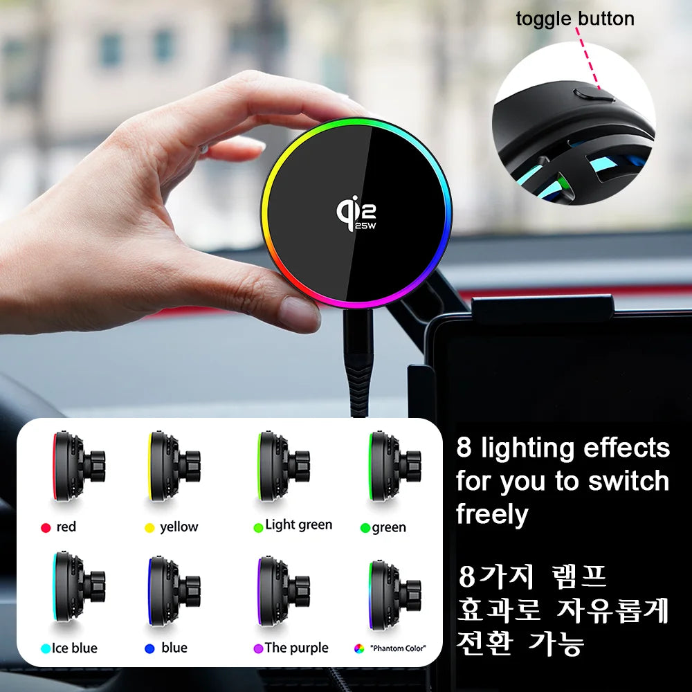 MiniRevs 25W Magnetic Wireless Charger Phone Mount for Tesla Model Y/3 Juniper 2026 | Qi2.2 MagSafe