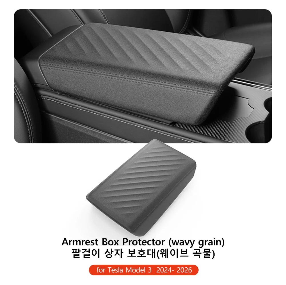 MiniRevs Leather Center Console Armrest Cover for Tesla Model 3/Y/YL Highland Juniper 2021-2026