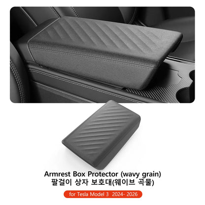 MiniRevs Leather Center Console Armrest Cover for Tesla Model 3/Y/YL Highland Juniper 2021-2026